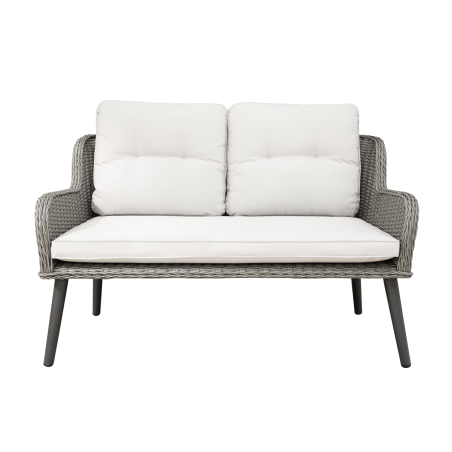 Dellonda Buxton Rattan Wicker Outdoor Lounge 2-Seater Sofa with Cushion, Grey