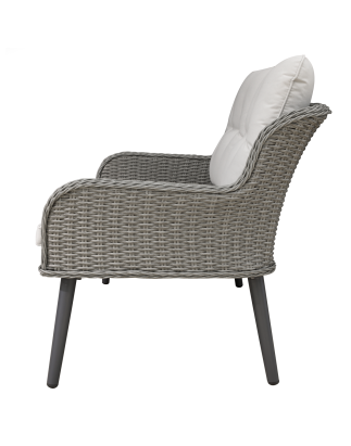 Dellonda Buxton Rattan Wicker Outdoor Lounge 2-Seater Sofa with Cushion, Grey