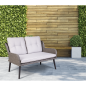 Dellonda Buxton Rattan Wicker Outdoor Lounge 2-Seater Sofa with Cushion, Grey