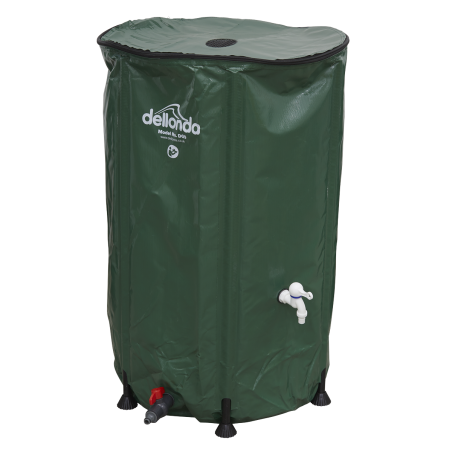 Dellonda Collapsible PVC Garden Water Butt with Zipped Lid & Drain Tap, 250L