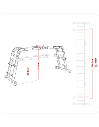 Multipurpose Ladder Adjustable Height Aluminium - BS EN 131