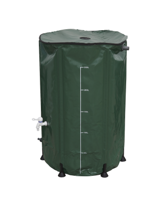 Dellonda Collapsible PVC Garden Water Butt with Zipped Lid & Drain Tap, 250L