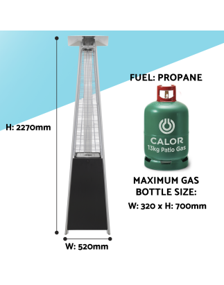 Chauffage de terrasse de jardin extérieur à gaz pyramide Dellonda 13 kW usage commercial et domestique