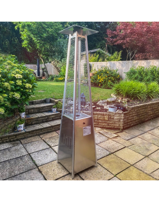 Dellonda 13kW Pyramid Gas Patio Heater 13kW Commercial/Garden Use - Stainless Steel