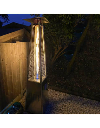 Dellonda 13kW Pyramid Gas Patio Heater 13kW Commercial/Garden Use - Stainless Steel