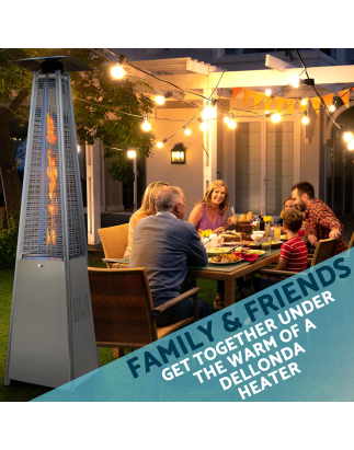 Dellonda 13kW Pyramid Gas Patio Heater 13kW Commercial/Garden Use - Stainless Steel