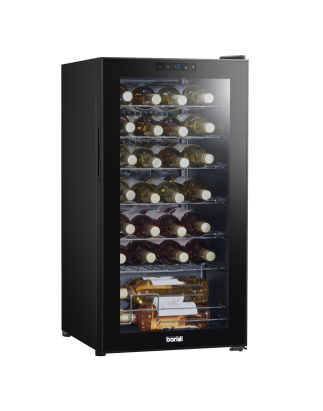 Baridi 28 Bottle Wine Fridge with Digital Touchscreen Controls & LED Light, Black