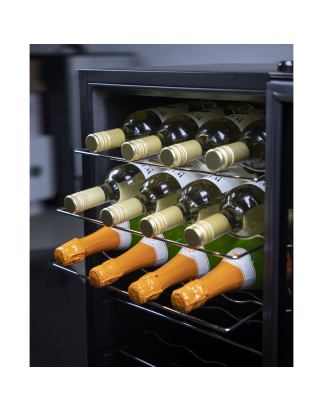 Baridi 28 Bottle Wine Fridge with Digital Touchscreen Controls & LED Light, Black