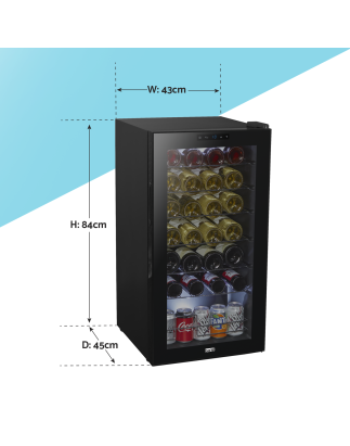 Baridi 28 Bottle Wine Fridge with Digital Touchscreen Controls & LED Light, Black