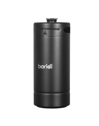 Baridi Growler Keg 4L, noir mat adapté aux boissons gazeuses et à la bière - DH101