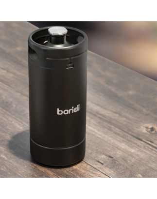 Baridi Growler Keg 4L, noir mat adapté aux boissons gazeuses et à la bière - DH101