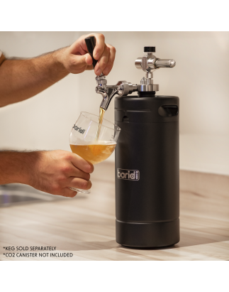 Baridi Growler Keg 4L, noir mat adapté aux boissons gazeuses et à la bière - DH101