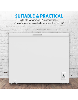 Baridi Congélateur Coffre Autoportant, Capacité 199 L, Sécurisé Garages et Dépendances, Thermostat Réglable de -12 à -24°C avec 