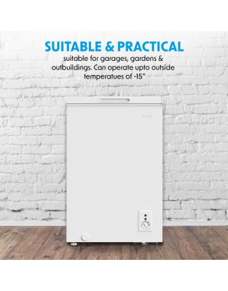 Baridi Freestanding Chest Freezer, 99L Capacity, Garages and Outbuilding Safe, -12 to -24°C Adjustable Thermostat with Refrigera