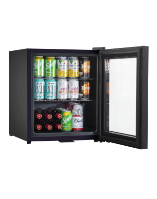 Baridi 50L Tabletop Beer & Drinks Mini Fridge with Light 3-10°C - Black & Glass