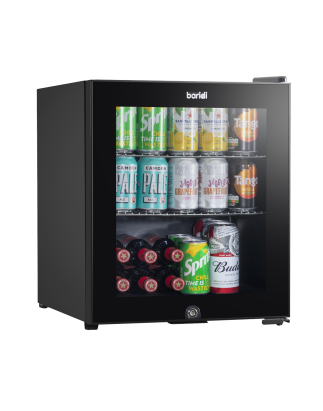 Baridi 50L Tabletop Beer & Drinks Mini Fridge with Light 3-10°C - Black & Glass