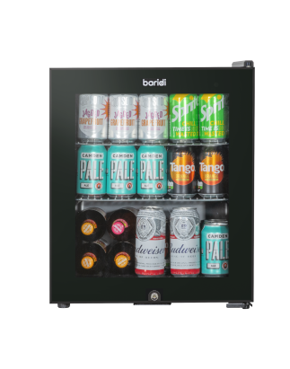 Baridi 50L Tabletop Beer & Drinks Mini Fridge with Light 3-10°C - Black & Glass