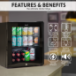 Baridi 50L Tabletop Beer & Drinks Mini Fridge with Light 3-10°C - Black & Glass