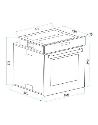 Baridi Four à ventilation intégrée à cinq fonctions de 60 cm, capacité de 55 L, noir