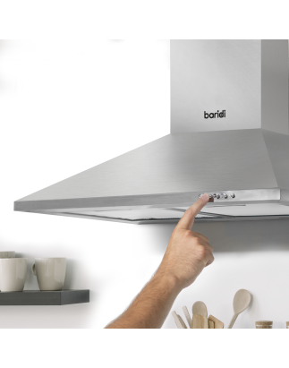 Baridi 60cm Chimney Style Cooker Hood with Carbon Filters, Stainless Steel