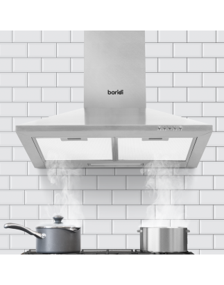 Baridi 60cm Chimney Style Cooker Hood with Carbon Filters, Stainless Steel