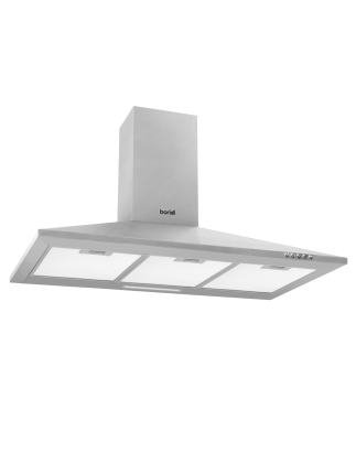 Baridi 90cm Chimney Style Cooker Hood with Carbon Filters, Stainless Steel