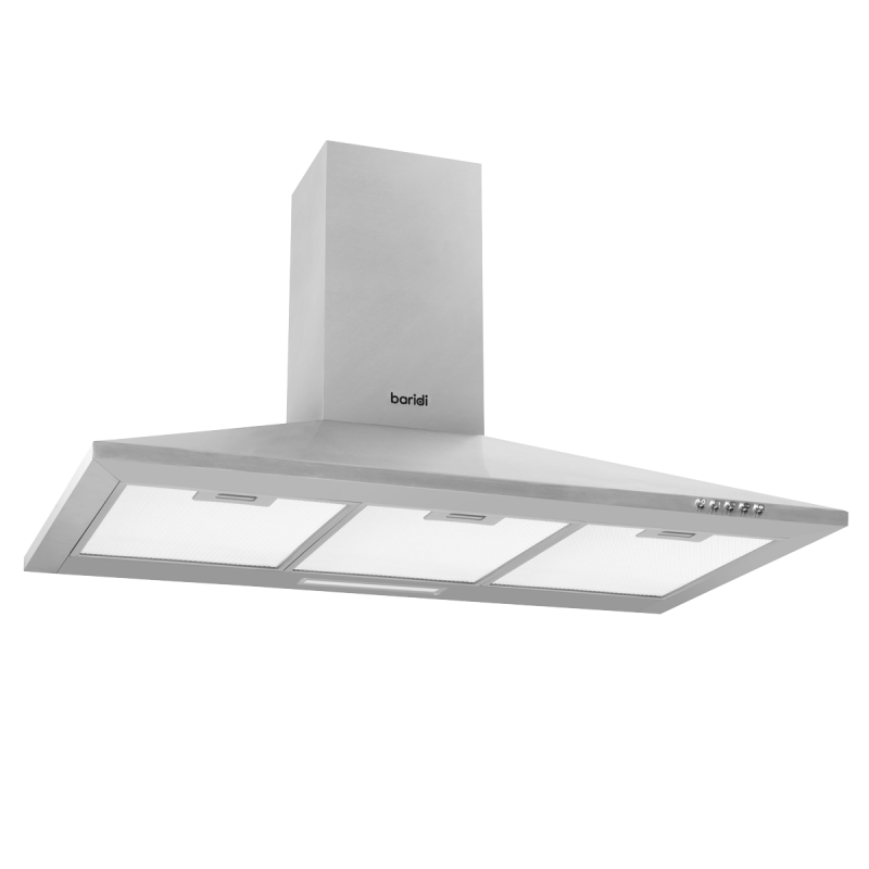 Baridi 90cm Chimney Style Cooker Hood with Carbon Filters, Stainless Steel