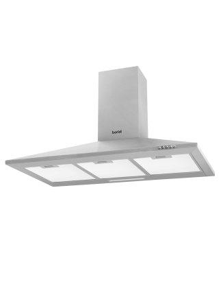 Baridi 90cm Chimney Style Cooker Hood with Carbon Filters, Stainless Steel