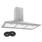 Baridi 90cm Chimney Style Cooker Hood with Carbon Filters, Stainless Steel