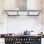 Baridi 90cm Chimney Style Cooker Hood with Carbon Filters, Stainless Steel