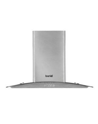 Baridi 60cm Curved Glass Cooker Hood with Carbon Filters, LED Lights, Stainless Steel