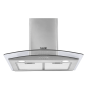 Baridi 60cm Curved Glass Cooker Hood with Carbon Filters, LED Lights, Stainless Steel