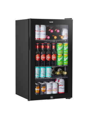 Baridi Under Counter Wine/Drink/Beverage Cooler/Fridge, Built-In Thermostat, Light, Security Lock, 85 Litre – Black