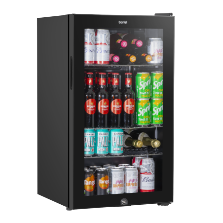 Baridi Under Counter Wine/Drink/Beverage Cooler/Fridge, Built-In Thermostat, Light, Security Lock, 85 Litre – Black