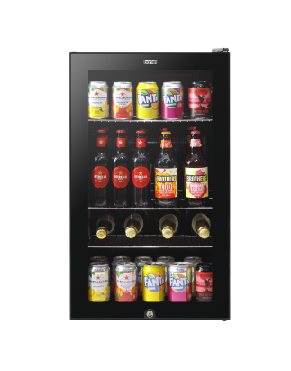 Baridi Under Counter Wine/Drink/Beverage Cooler/Fridge, Built-In Thermostat, Light, Security Lock, 85 Litre – Black