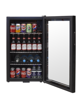 Baridi Under Counter Wine/Drink/Beverage Cooler/Fridge, Built-In Thermostat, Light, Security Lock, 85 Litre – Black