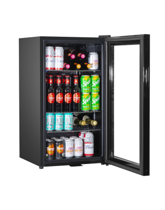 Baridi Under Counter Wine/Drink/Beverage Cooler/Fridge, Built-In Thermostat, Light, Security Lock, 85 Litre – Black