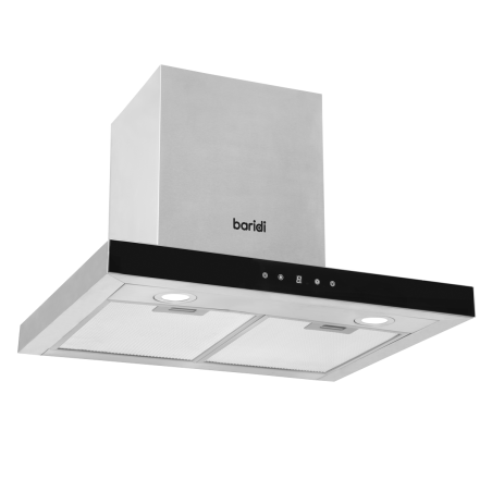 Baridi 60cm T-Shape Chimney Cooker Hood with Carbon Filters, Stainless Steel