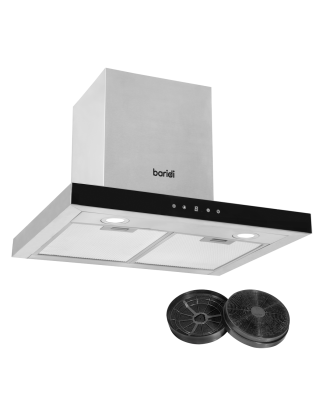 Baridi 60cm T-Shape Chimney Cooker Hood with Carbon Filters, Stainless Steel