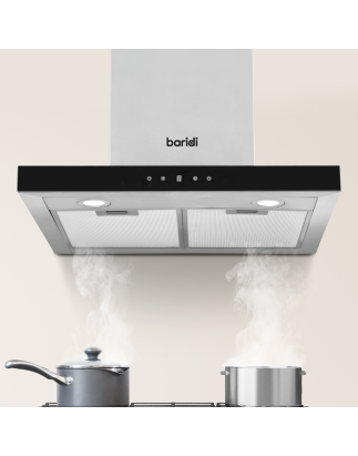 Baridi 60cm T-Shape Chimney Cooker Hood with Carbon Filters, Stainless Steel