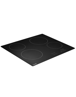 Baridi 60cm Built-In Ceramic Hob 4 Cooking Zones, Black Glass, 6000W with Touch Controls, Timer