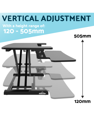 Dellonda Convertisseur de bureau debout réglable en hauteur de 71 cm, hauteur maximale de 50 cm, capacité de 15 kg - DH14