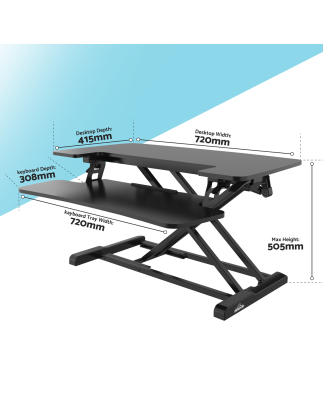 Dellonda 71cm Height Adjustable Standing Desk Converter, 50cm Max Height, 15kg Capacity - DH14