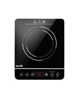 Baridi Induction Hob: Single Zone with 13A Plug, 10 Power Settings 200W-2000W, Touch Controls, 3-Hour Timer Function, Child Lock