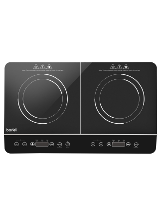 Baridi Portable Induction Hob: Two Zone Cooktop with 13A Plug, 2800W, 10 Power Settings, Touch Controls, 3-Hour Timer Function, 