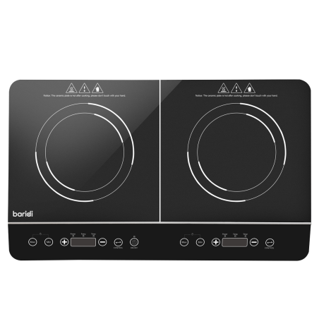 Baridi Portable Induction Hob: Two Zone Cooktop with 13A Plug, 2800W, 10 Power Settings, Touch Controls, 3-Hour Timer Function, 