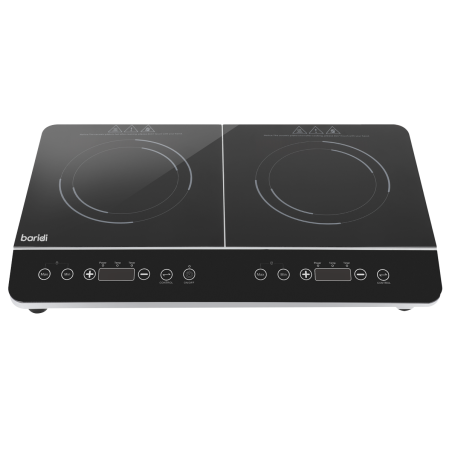 Baridi Portable Induction Hob: Two Zone Cooktop with 13A Plug, 2800W, 10 Power Settings, Touch Controls, 3-Hour Timer Function, 