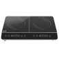 Baridi Portable Induction Hob: Two Zone Cooktop with 13A Plug, 2800W, 10 Power Settings, Touch Controls, 3-Hour Timer Function, 