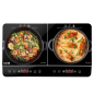 Baridi Portable Induction Hob: Two Zone Cooktop with 13A Plug, 2800W, 10 Power Settings, Touch Controls, 3-Hour Timer Function, 