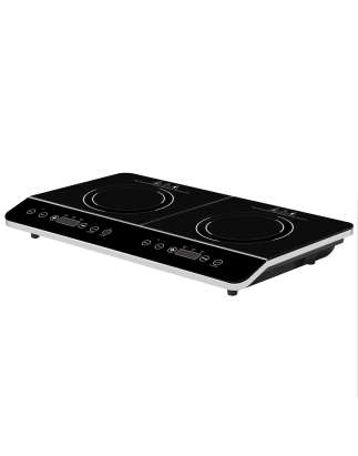 Baridi Portable Induction Hob: Two Zone Cooktop with 13A Plug, 2800W, 10 Power Settings, Touch Controls, 3-Hour Timer Function, 